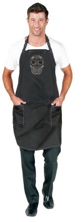Sugar Skull Apron - Black/silver