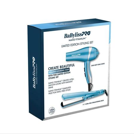 Babyliss Nano Titanium Holiday Prepack Ionic Dryer/1.5 Flat Iron