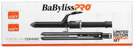 Babyliss Pro Porcelain Ceramic 1in Flat Iron 1in Curling Iron Prepack