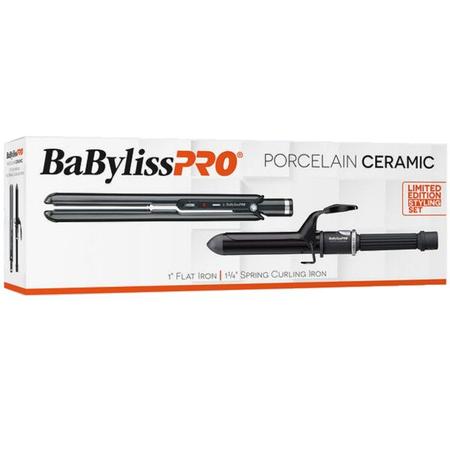 Babyliss Porcelain Ceramic 1 Flat Iron + 11/4 Spring Curl Iron